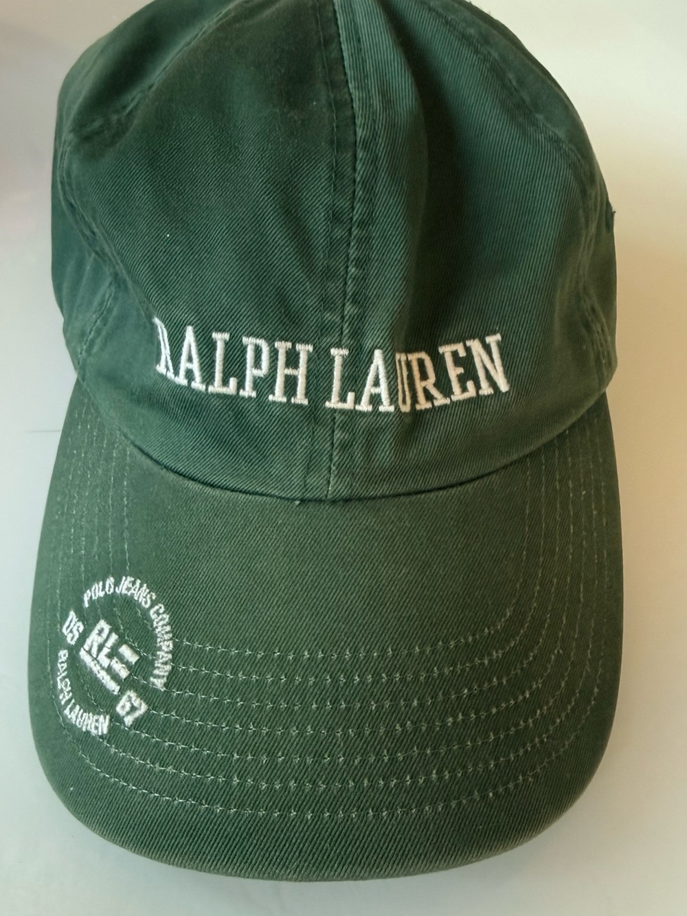 Vintage Polo Jeans Co Ralph Lauren RL-67 Green Strapback Hat 90s Y2K
